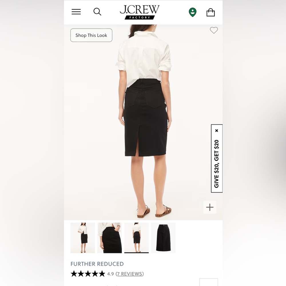 J Crew Factory black denim midi skirt